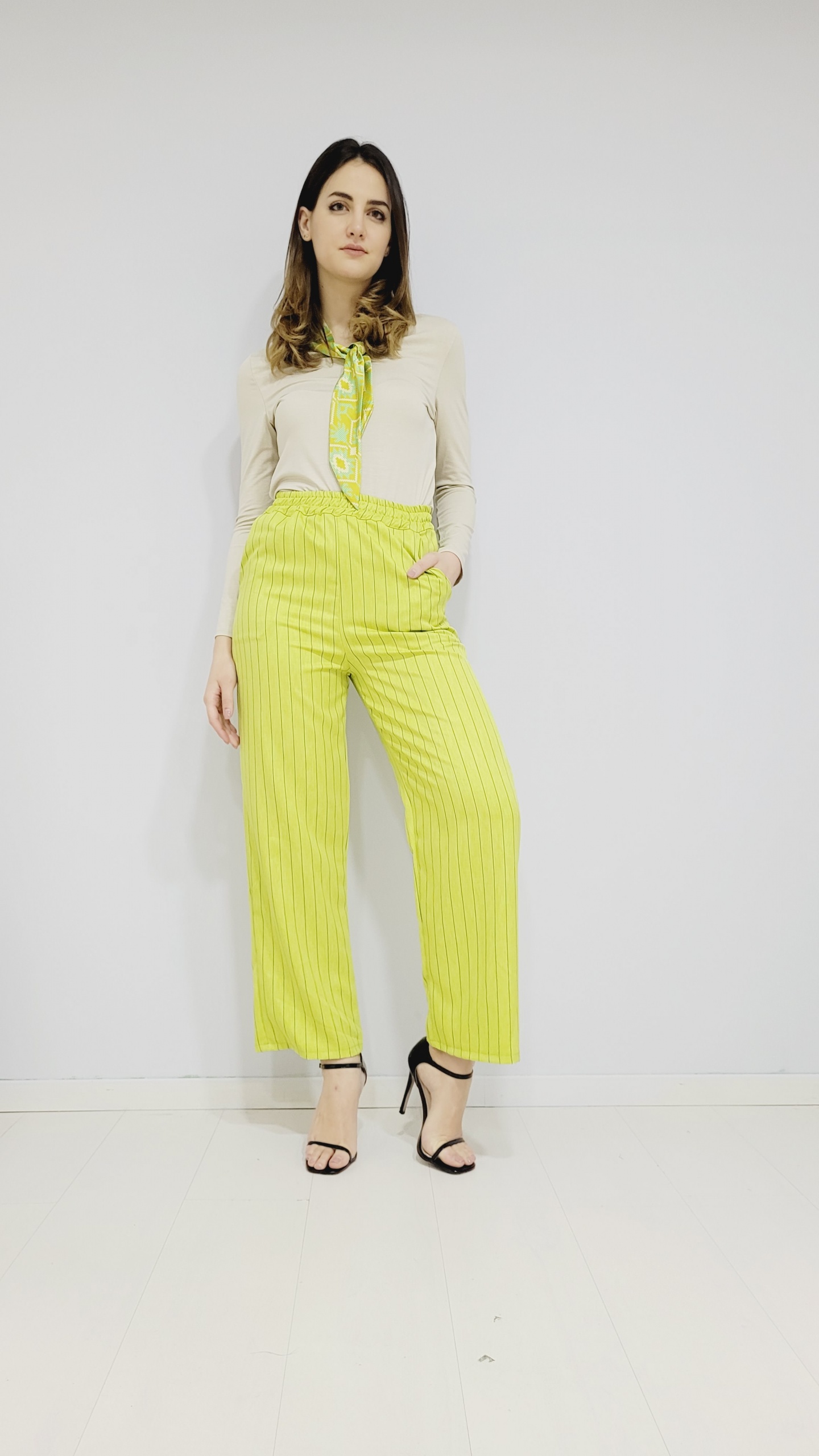 Pantalone gessato verde